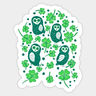 Shamrock Owls Sticker